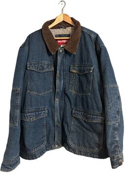 Wrangler Denim Trucker Jacket Corduroy Collar Sherpa Lined (RN #15101) Men’s 4XL